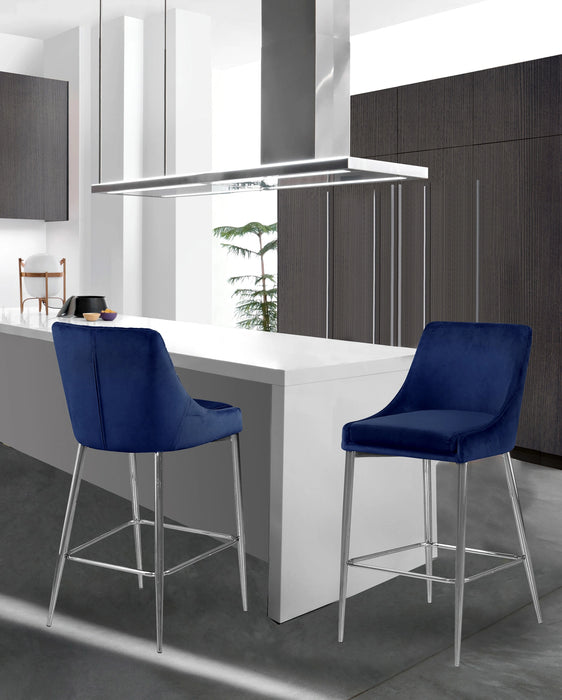Karina Navy Velvet Stool