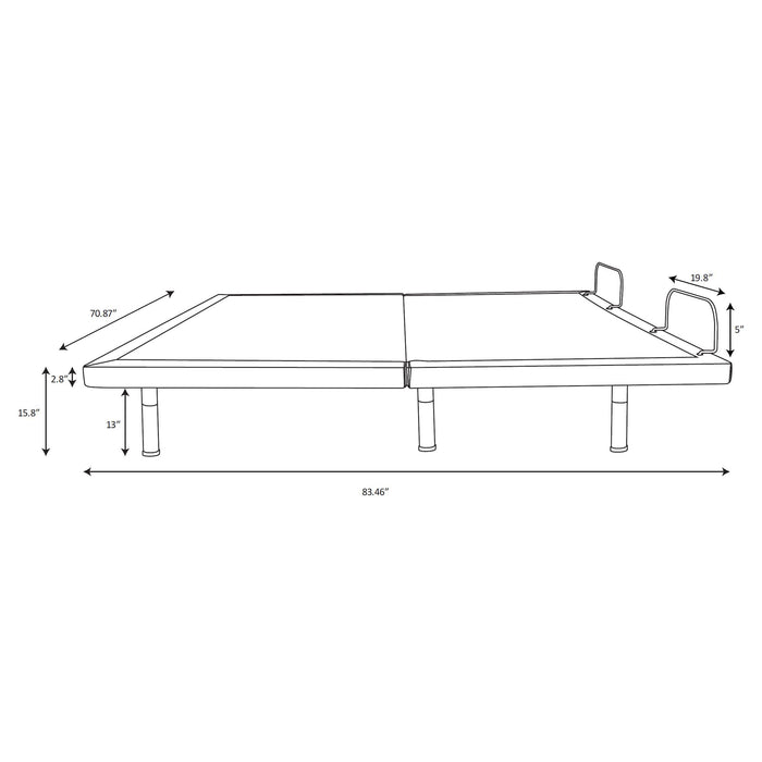 Negan Eastern King, E.King, Queen, & Twin XL Adjustable Bed Base Grey and Black