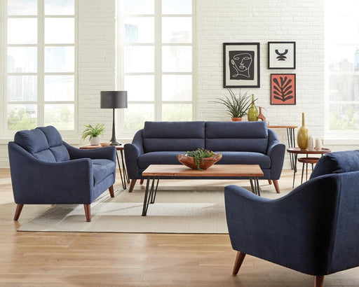 Gano 2-piece Sloped Arm Living Room Set Navy Blue image