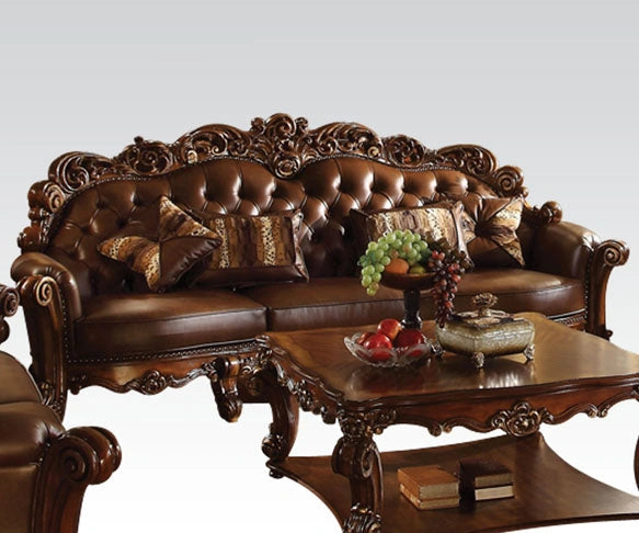 Acme Vendome Oversized Sofa with 4 Pillows in Cherry 52000