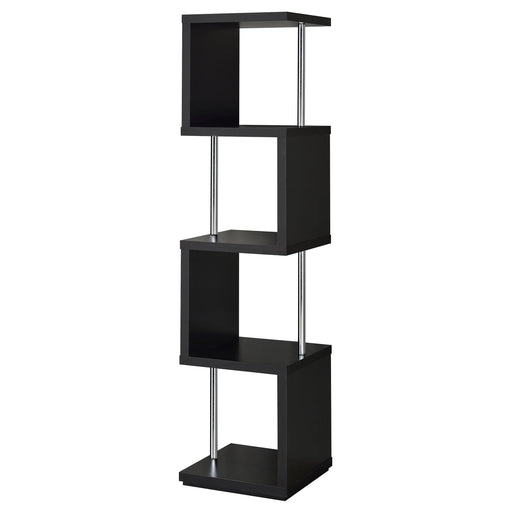 Baxter 4-shelf Bookcase Black and Chrome image