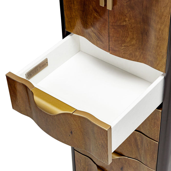 AICO Malibu Crest Swivel Lingerie Chest in Crotch Mahogany