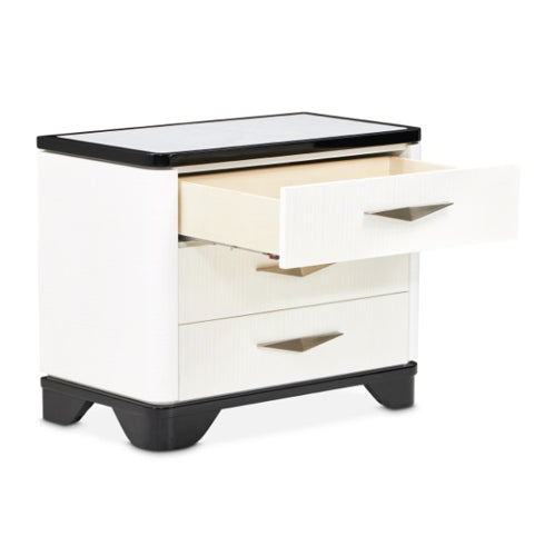 AICO Furniture Tuxedo Large Nightstand in Piano Keyboard