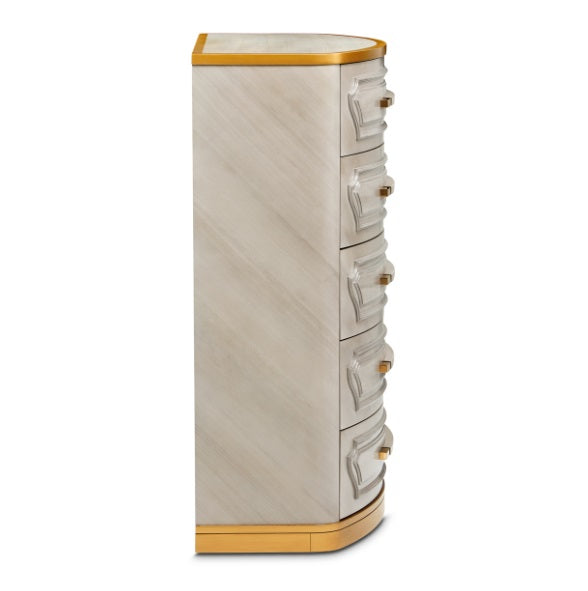 AICO Furniture St.Charles 5 Drawer Highboy Chest in Dove Gray