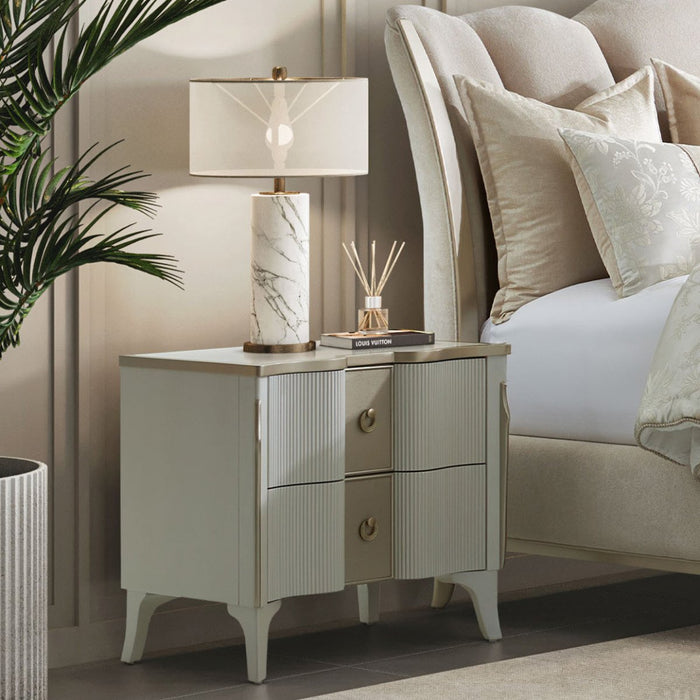 AICO Furniture La Marisia Nightstand in Creamy Pearl