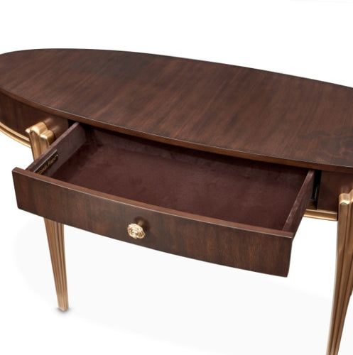 AICO Furniture Camellia Field Vanity Desk in Warm Pecan