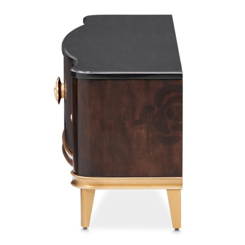 AICO Furniture Camellia Field Media Cabinet in Warm Pecan