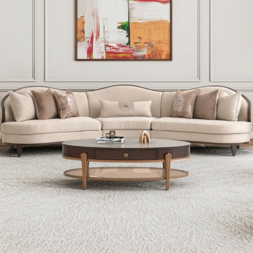 AICO Furniture Camellia Field LAF Loveseat Linen in Warm Pecan