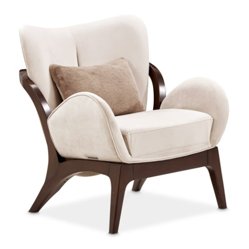 AICO Furniture Camellia Field Accent Chair Porchini in Warm Pecan