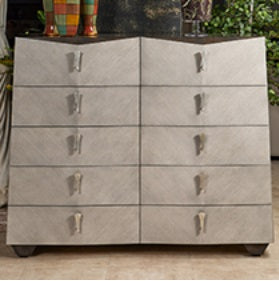 AICO Furniture Fantosini 10 Drawer Mule Chest in Silver Mist image