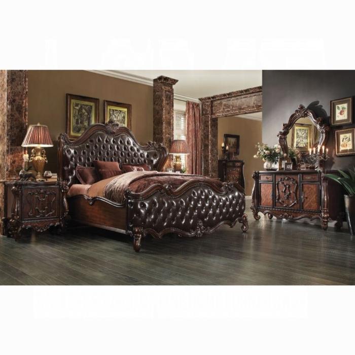 Versailles 2-Tone Dark Brown PU & Cherry Oak Eastern King Bed