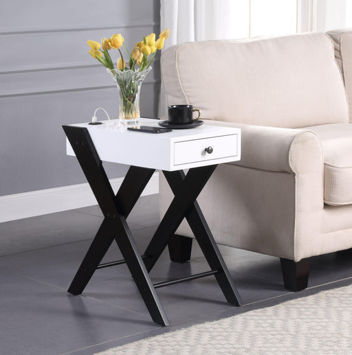 Fierce White & Black Side Table (USB Charging Dock) image