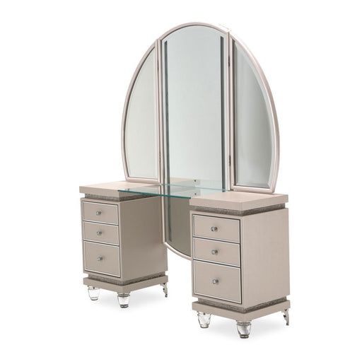 Glimmering Heights Upholstered Vanity w/ Mirror in Ivory 9011058/68-111 image