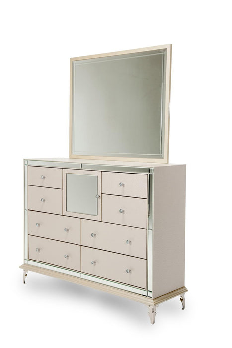 Hollywood Loft Upholstered Dresser in Frost