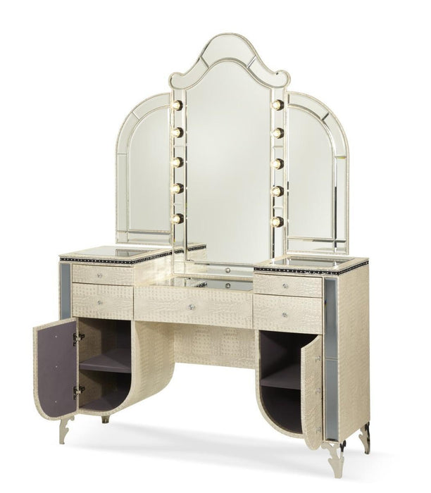 Hollywood Swank Vanity Mirror in Crystal Croc