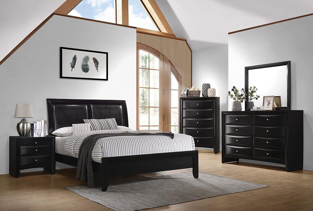 Briana Eastern King Upholstered Panel Bed Black