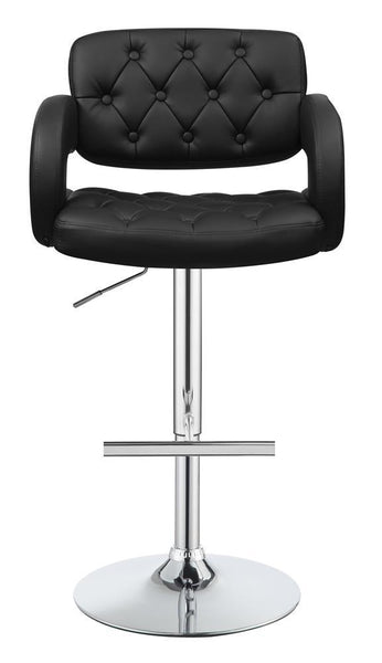 G102555 Contemporary Black Faux Leather Adjustable Bar Stool