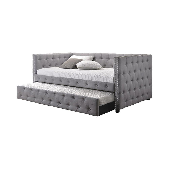 Mockern Tufted Upholstered Daybed with Trundle Grey
