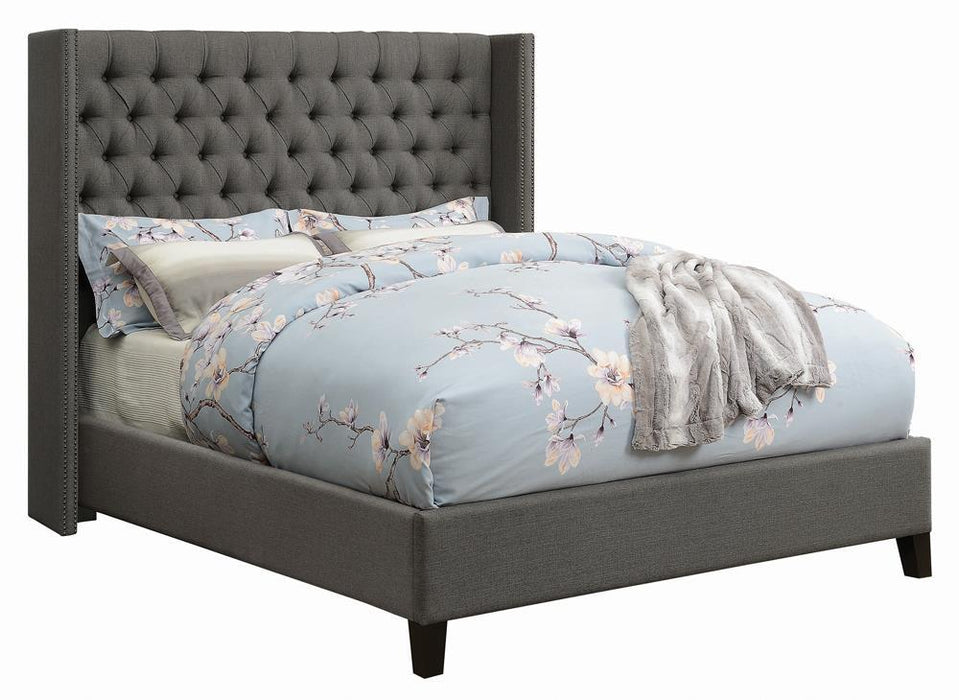Bancroft Demi-wing Upholstered California King Bed Grey
