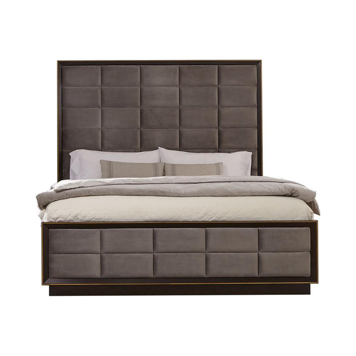 Durango Queen Upholstered Bed Smoked Peppercorn and Grey