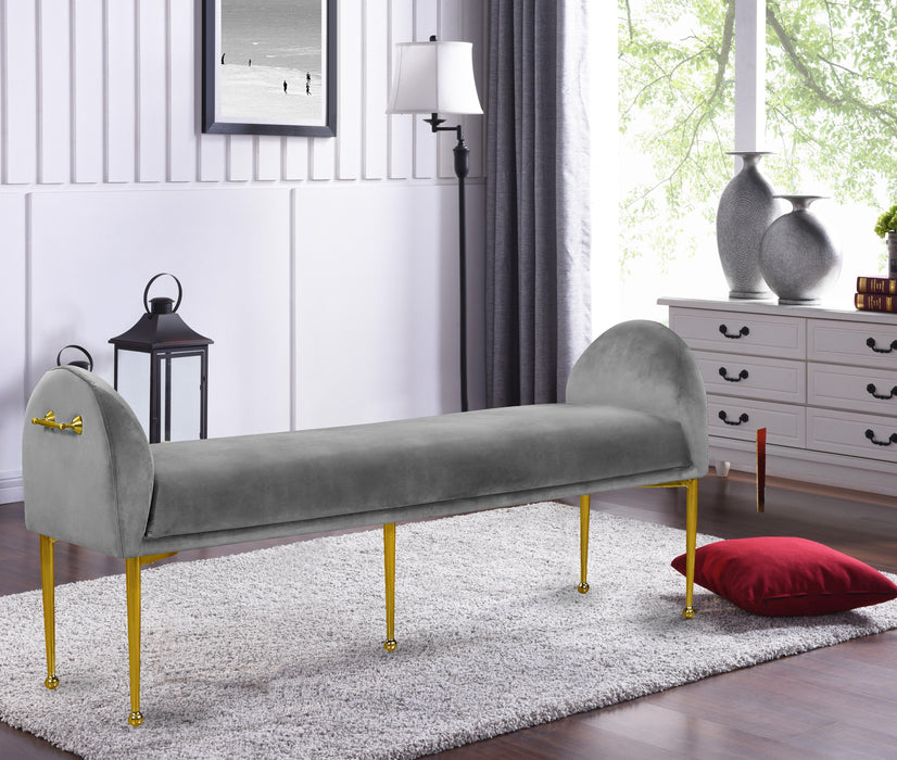 Owen Grey Velvet Bench