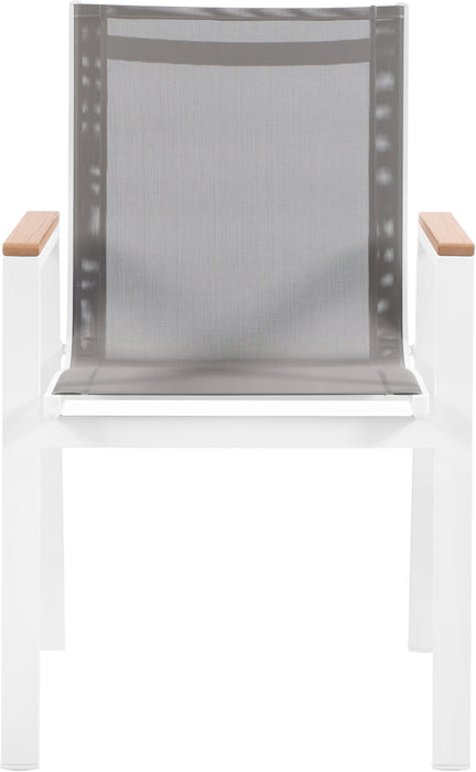 Nizuc Grey Mesh Waterproof Fabric Outdoor Patio Aluminum Mesh Dining Arm Chair