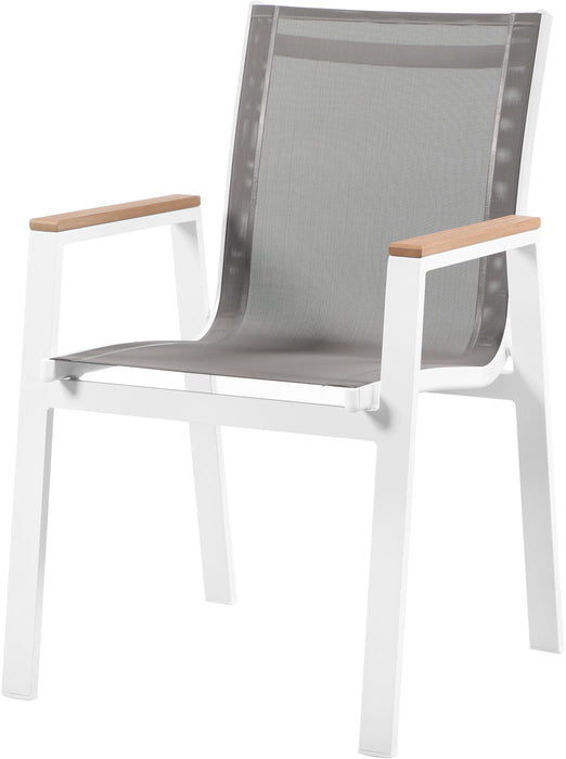 Nizuc Grey Mesh Waterproof Fabric Outdoor Patio Aluminum Mesh Dining Arm Chair