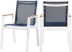 Nizuc Navy Mesh Waterproof Fabric Outdoor Patio Aluminum Mesh Dining Arm Chair image
