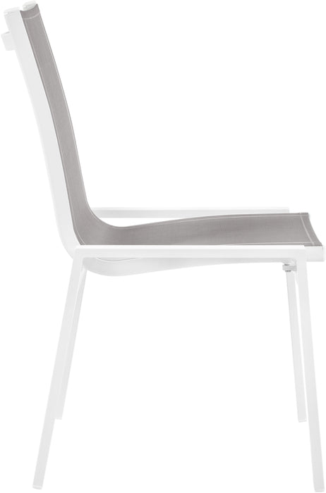 Nizuc Grey Mesh Waterproof Fabric Outdoor Patio Aluminum Mesh Dining Chair