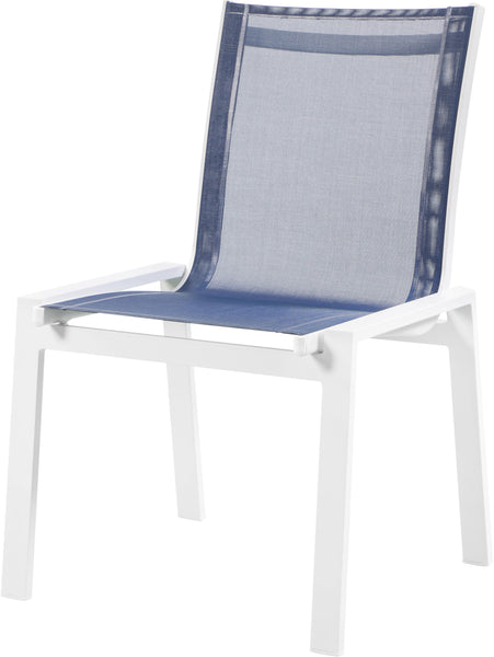 Nizuc Navy Mesh Waterproof Fabric Outdoor Patio Aluminum Mesh Dining Chair