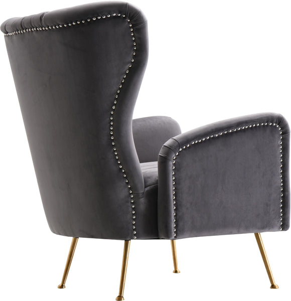Opera Grey Velvet Accent Chair