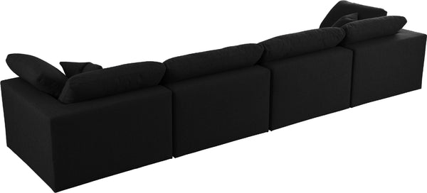Serene Black Linen Fabric Deluxe Cloud Modular Sofa