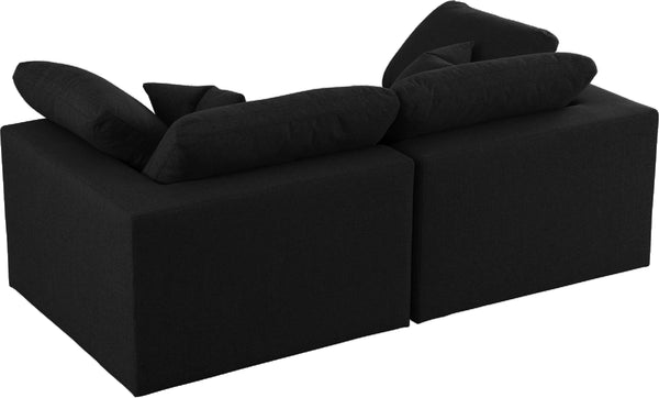 Serene Black Linen Fabric Deluxe Cloud Modular Sofa