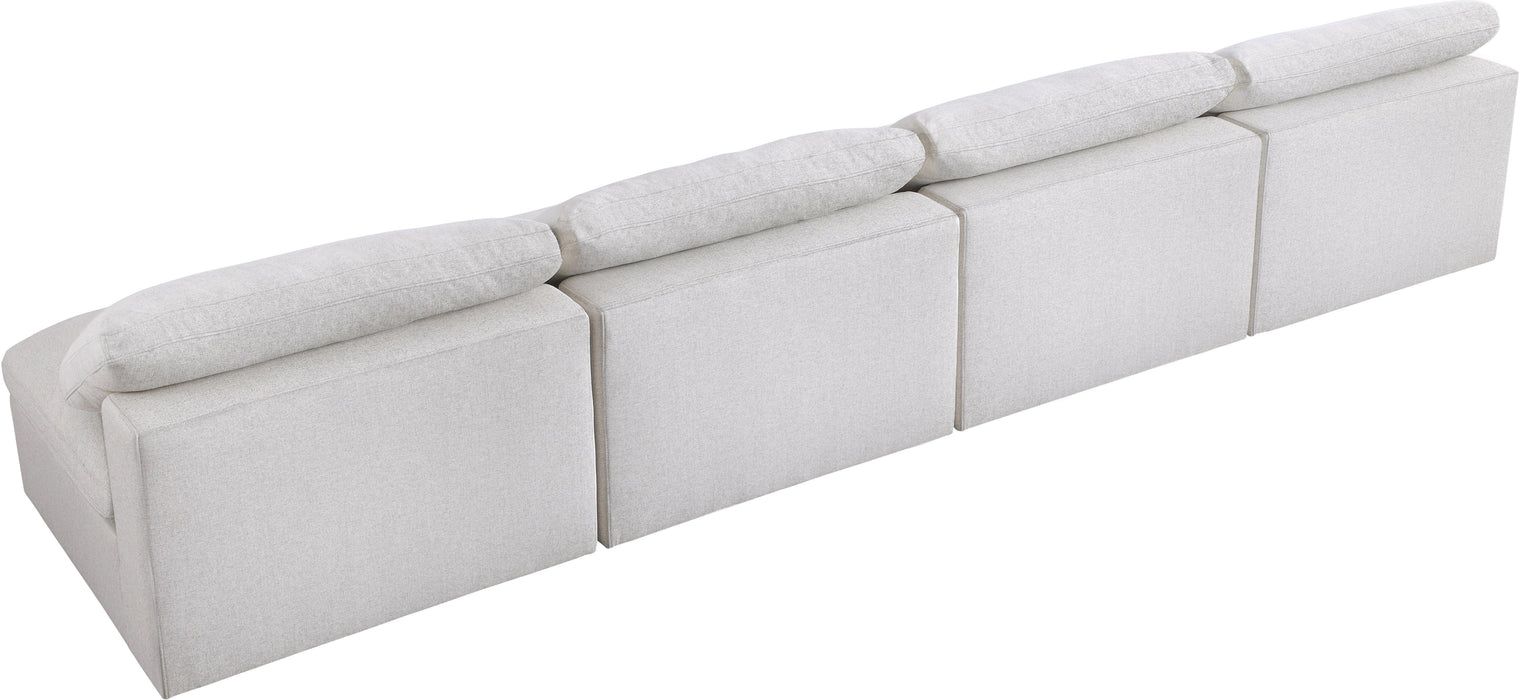 Serene Cream Linen Fabric Deluxe Cloud Modular Armless Sofa