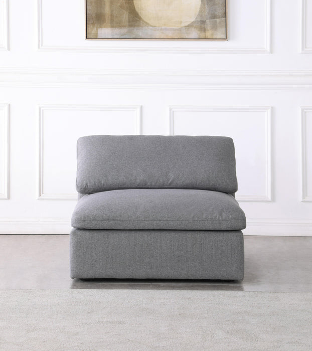 Serene Grey Linen Fabric Deluxe Cloud Armless Chair