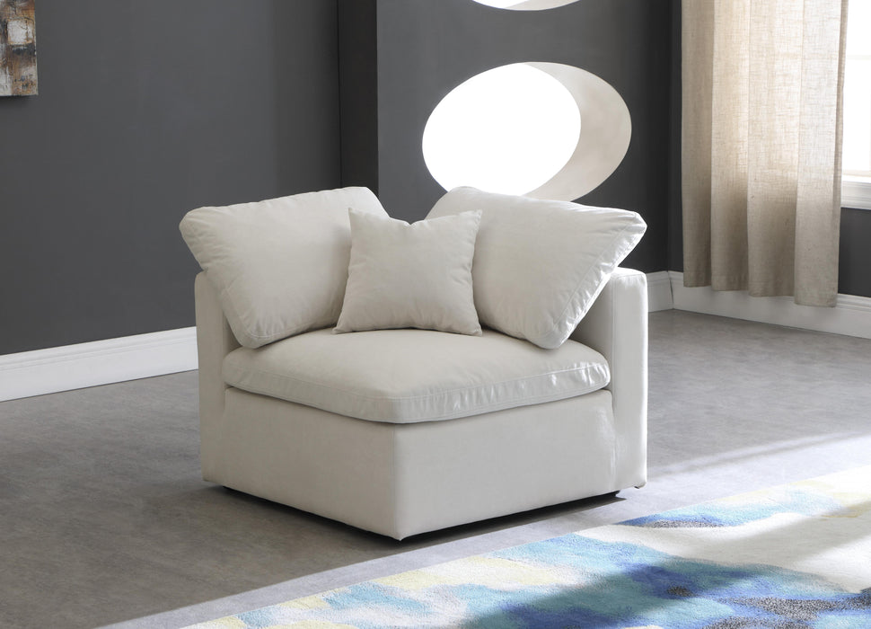 Plush Cream Velvet Standard Cloud Modular Corner Chair