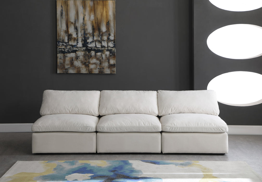 Plush Cream Velvet Standard Cloud Modular Sofa