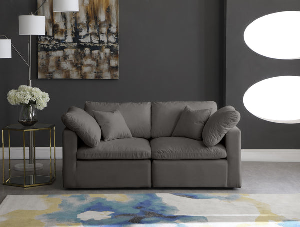 Plush Grey Velvet Standard Cloud Modular Sofa