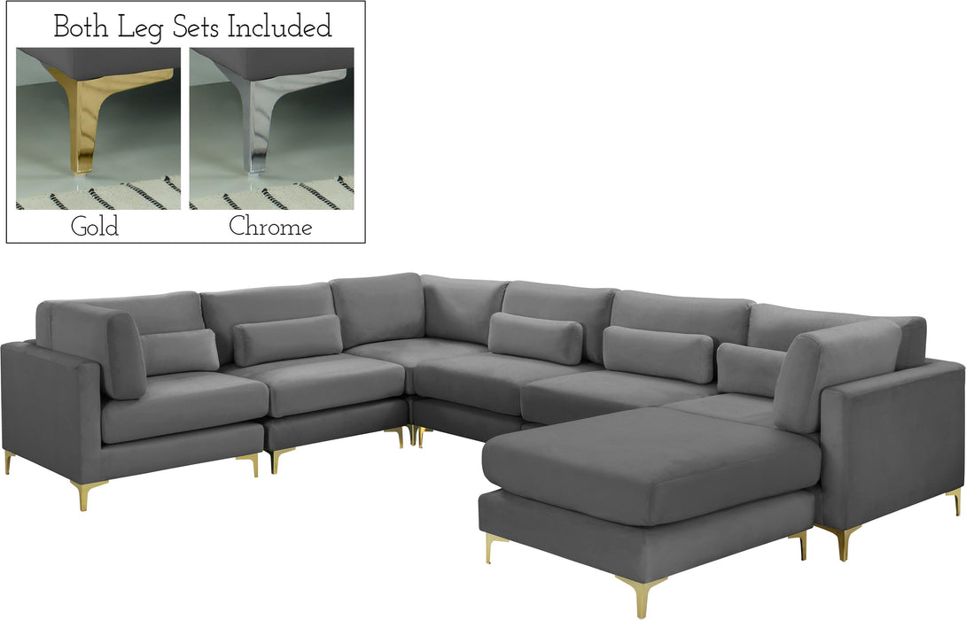 Julia Grey Velvet Modular Sectional (7 Boxes) image