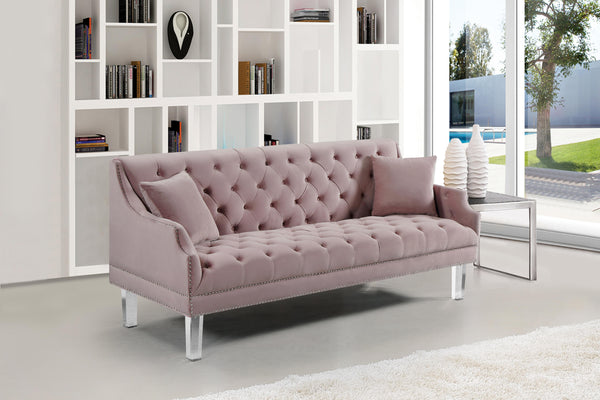 Roxy Pink Velvet Sofa