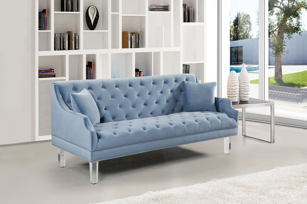 Roxy Sky Blue Velvet Sofa