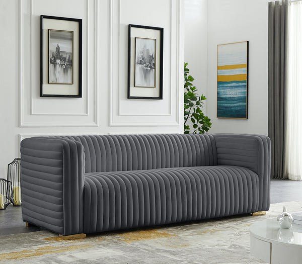 Ravish Grey Velvet Sofa