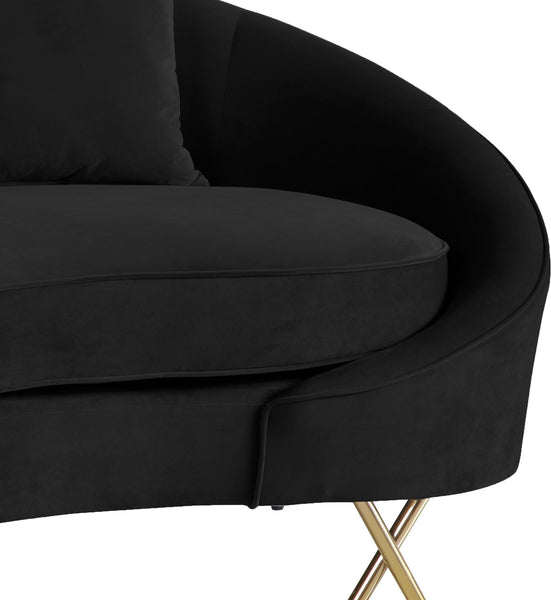Serpentine Black Velvet Sofa