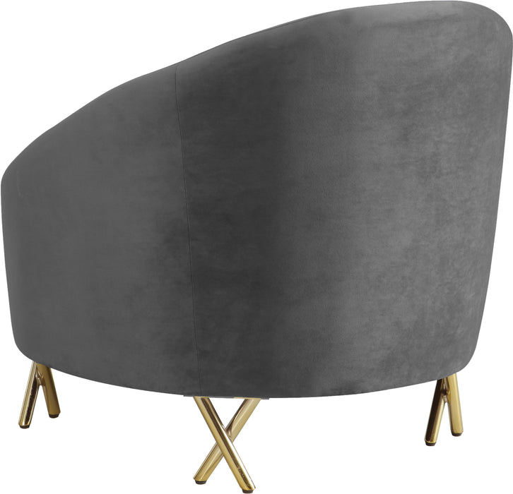 Serpentine Grey Velvet Chair