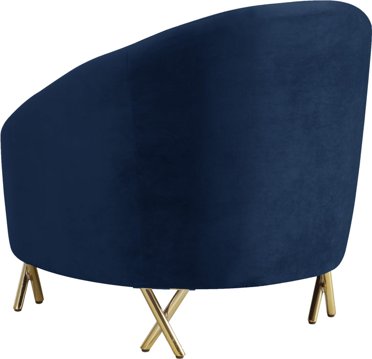 Serpentine Navy Velvet Chair