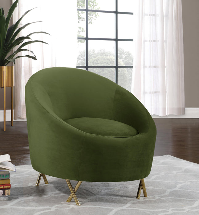 Serpentine Olive Velvet Chair