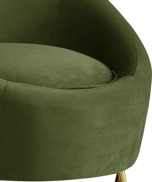 Serpentine Olive Velvet Chair