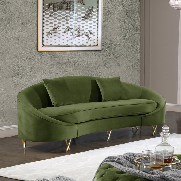 Serpentine Olive Velvet Sofa