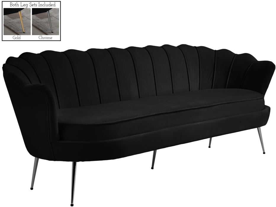 Gardenia Black Velvet Sofa