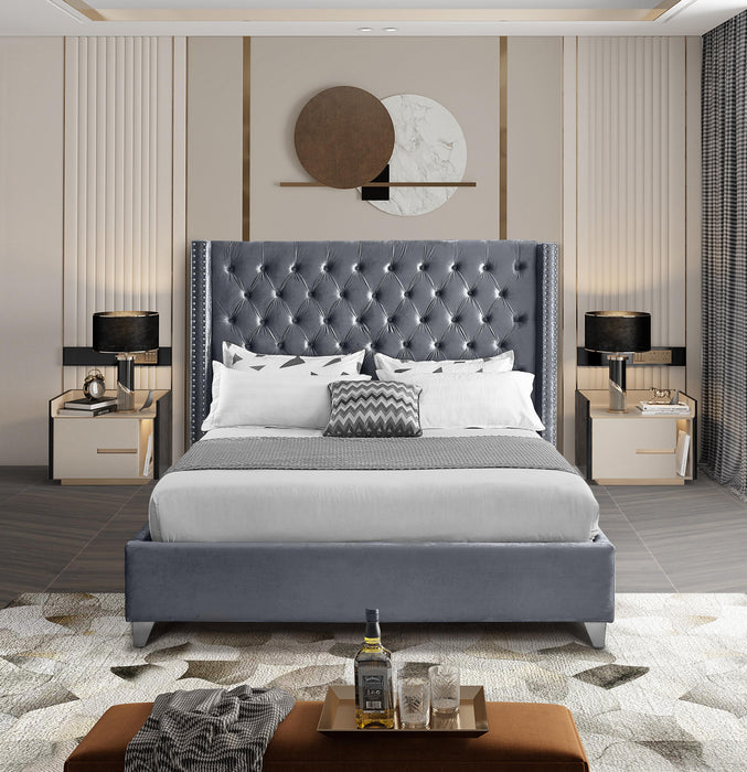 Aiden Grey Velvet King Bed